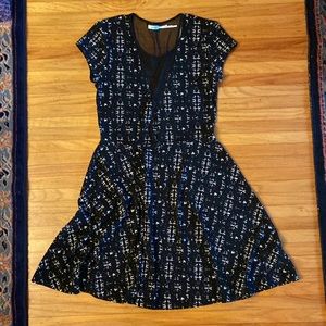 Kimchi Blue Mesh V neck Skater Dress